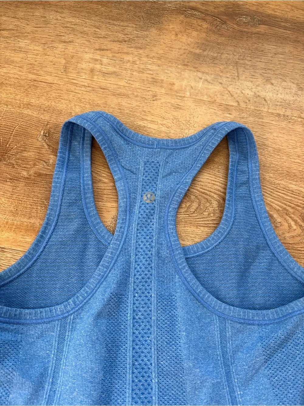 lululemon athletica Blue Racerback Tank with Center Mesh Panel